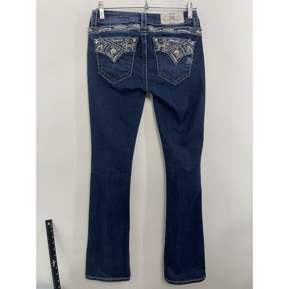 Miss Me Bootcut Jeans Western Bling Rhinestone Cowgirl Stretch Denim Womens 26 - Picture 3 of 12
